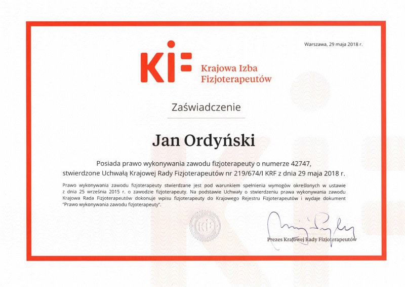 Jan Ordyński Centrum Rehabilitacji SOMA Warszawa Włochy fizjoterapia