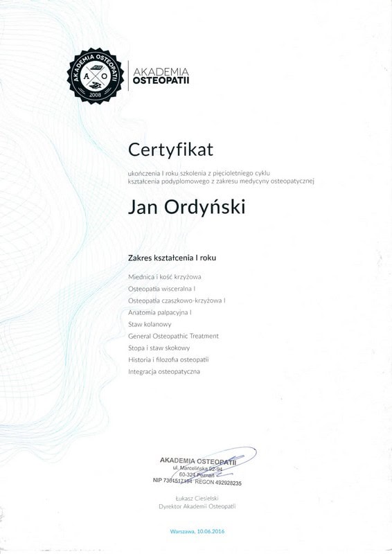 Jan Ordyński Centrum Rehabilitacji SOMA Warszawa Włochy fizjoterapia
