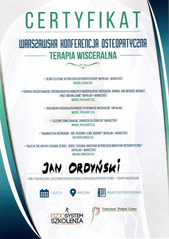Jan Ordyński Centrum Rehabilitacji SOMA Warszawa Włochy fizjoterapia