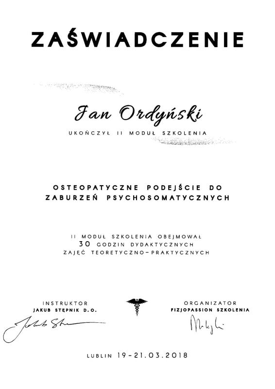 Jan Ordyński Centrum Rehabilitacji SOMA Warszawa Włochy fizjoterapia