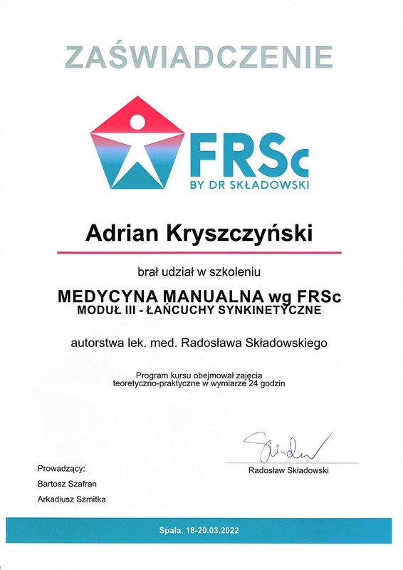 Centrum Rehabilitacji SOMA fizjoterapia Warszawa Włochy Adrian Kryszczyński
