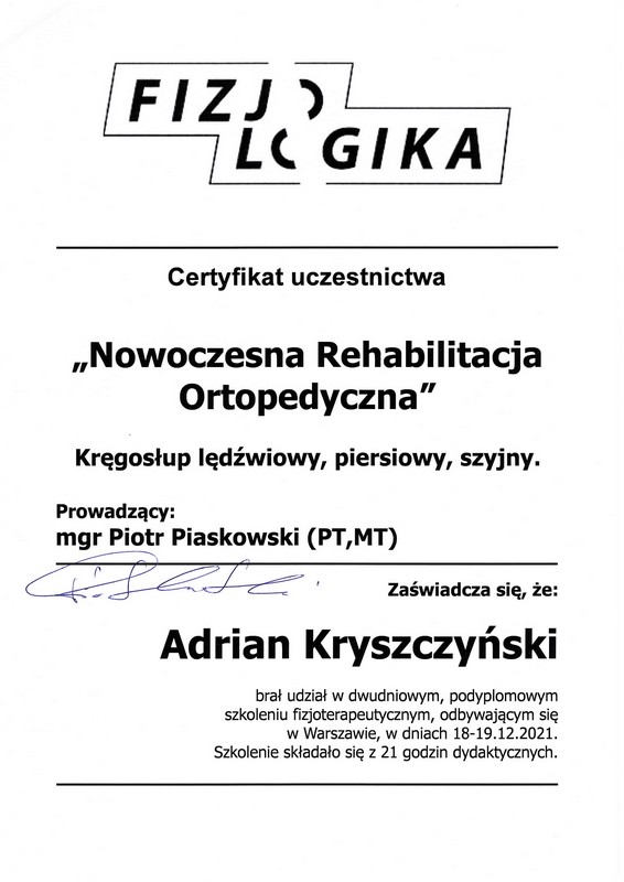 Centrum Rehabilitacji SOMA fizjoterapia Warszawa Włochy Adrian Kryszczyński