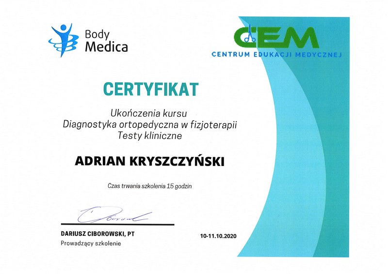 Centrum Rehabilitacji SOMA fizjoterapia Warszawa Włochy Adrian Kryszczyński