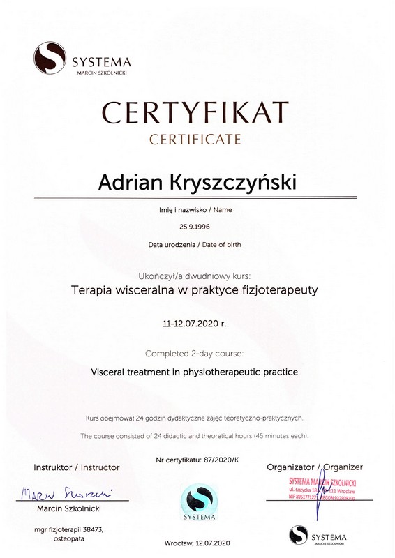 Centrum Rehabilitacji SOMA fizjoterapia Warszawa Włochy Adrian Kryszczyński