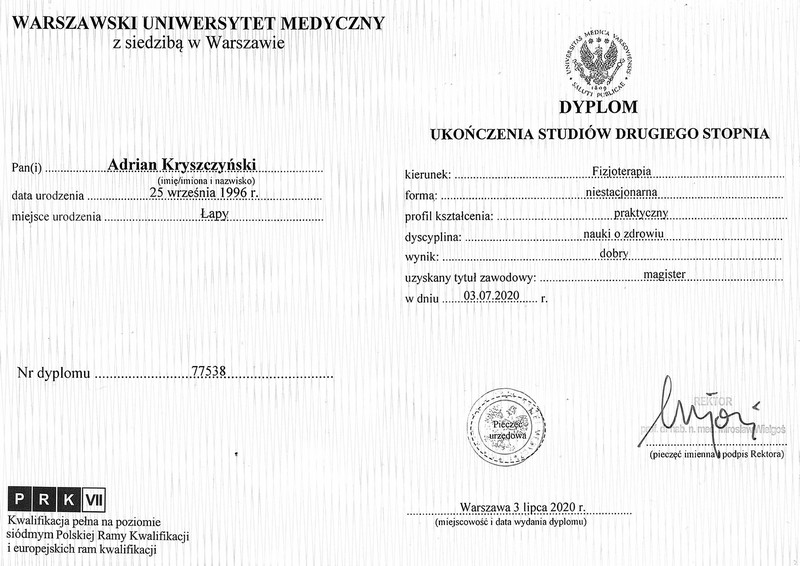 Centrum Rehabilitacji SOMA fizjoterapia Warszawa Włochy Adrian Kryszczyński