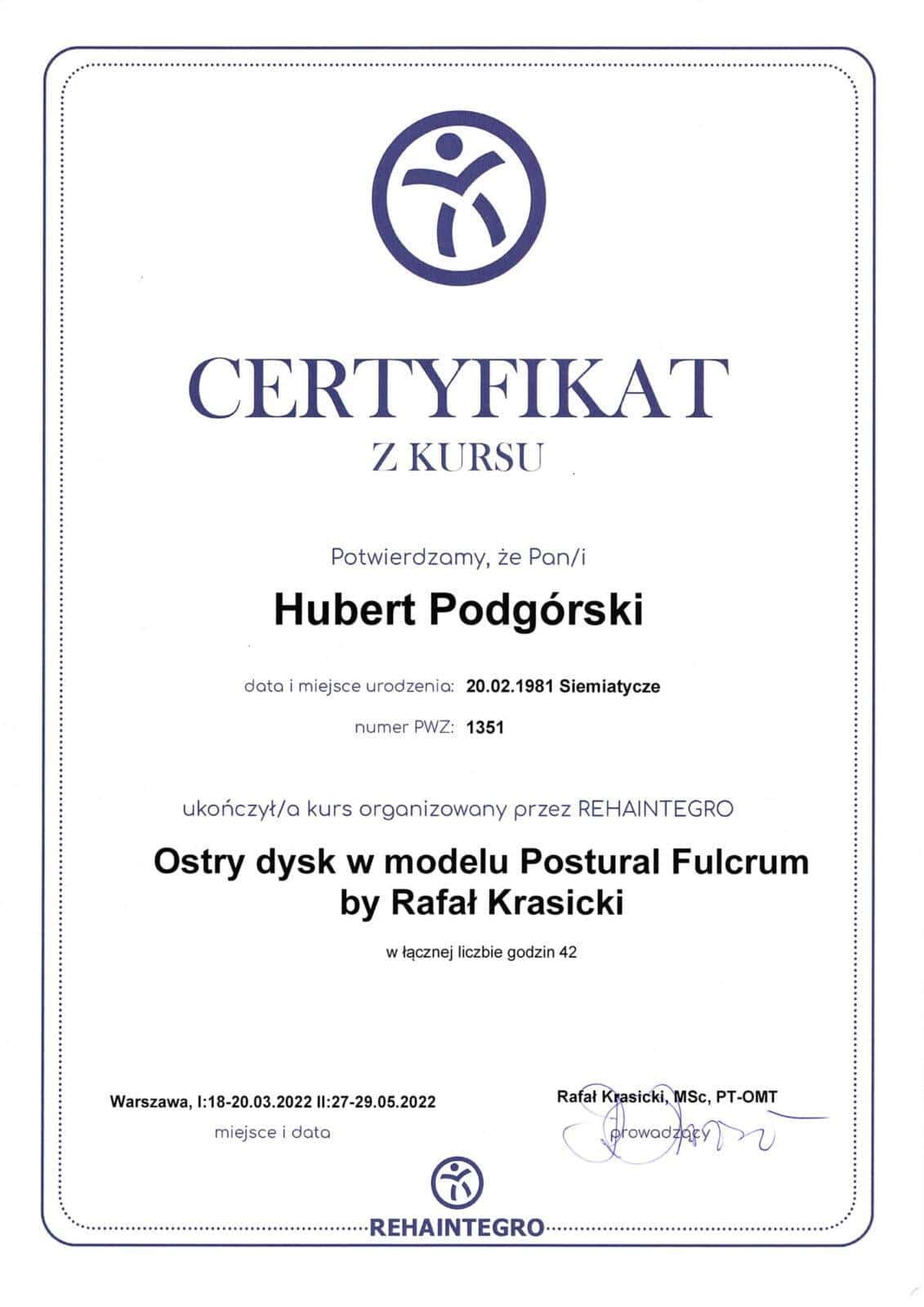 Centrum Rehabilitacji SOMA fizjoterapia Warszawa Włochy Hubert Podgórski