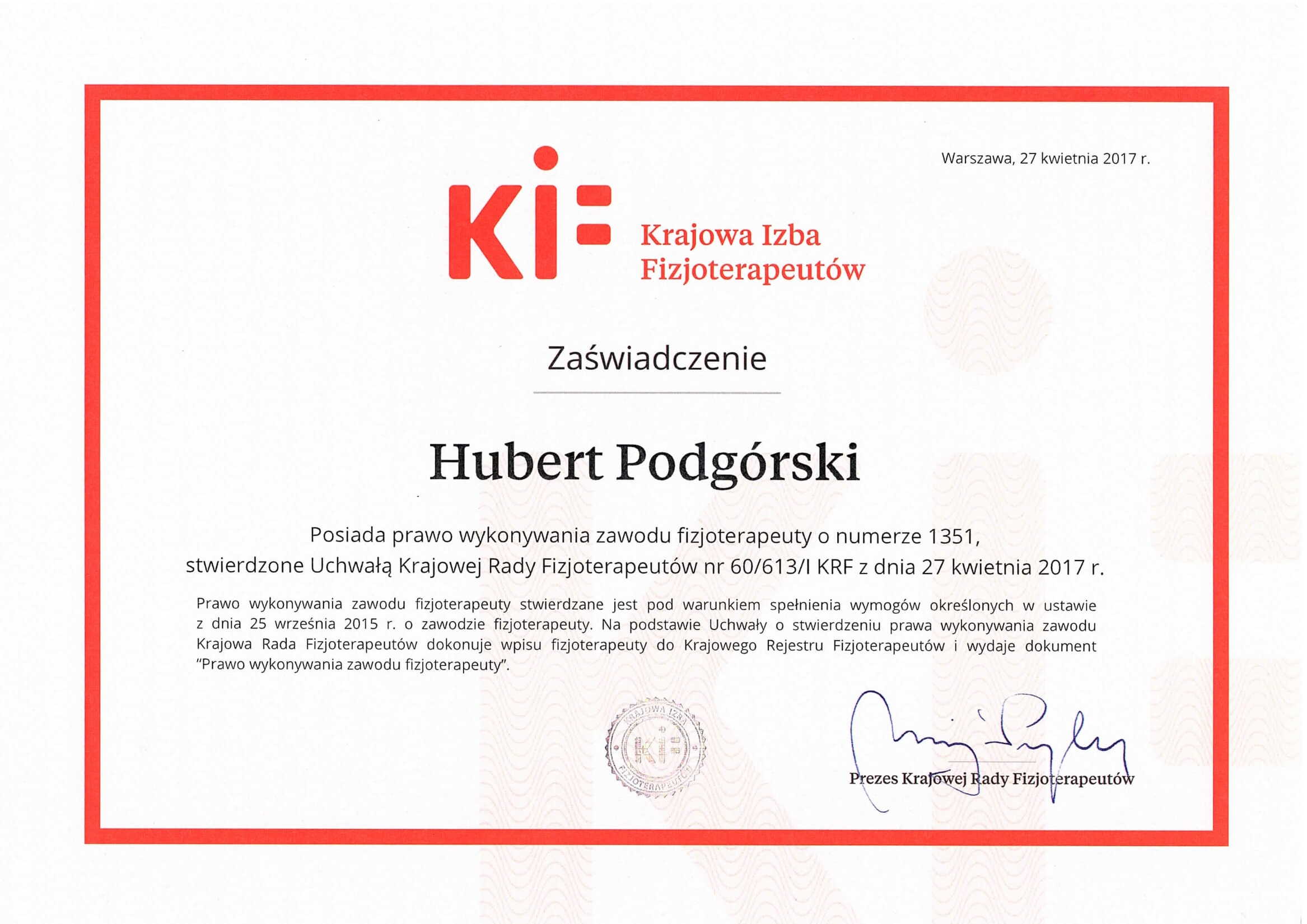 Centrum Rehabilitacji SOMA fizjoterapia Warszawa Włochy Hubert Podgórski