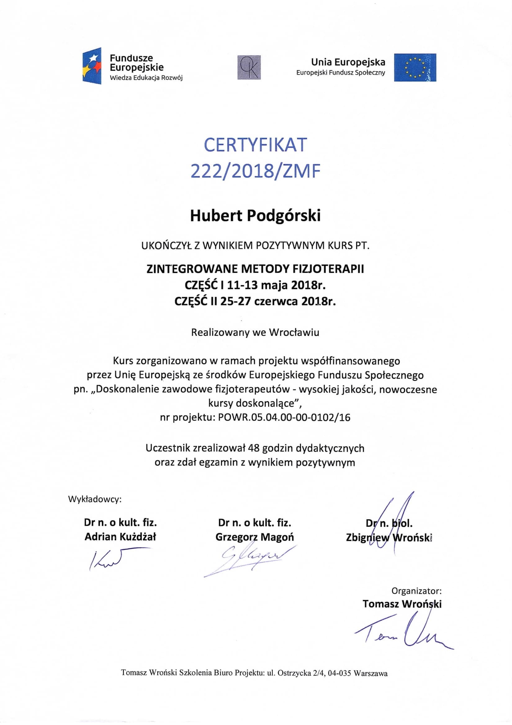 Centrum Rehabilitacji SOMA fizjoterapia Warszawa Włochy Hubert Podgórski