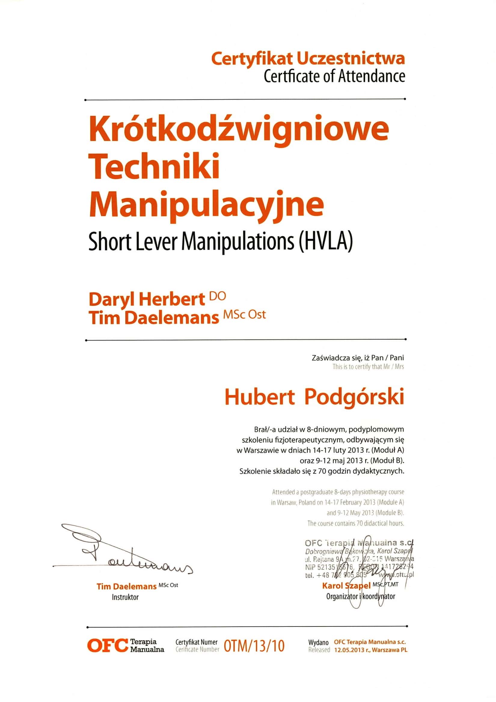 Centrum Rehabilitacji SOMA fizjoterapia Warszawa Włochy Hubert Podgórski