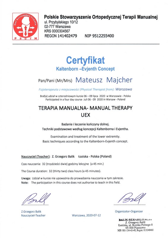 Centrum Rehabilitacji SOMA fizjoterapia Warszawa Włochy Mateusz Majcher